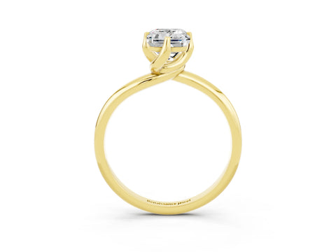 Yellow gold Emerald Cut Moissanite Solitaire Engagement Ring with Four-Prong Setting and Classic Band_15