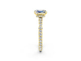 Yellow gold Emerald Cut Moissanite Solitaire Engagement Ring with Pavé Band and Four-Prong Setting_2
