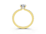 Yellow gold Emerald Cut Moissanite Solitaire Engagement Ring with Pavé Band and Four-Prong Setting_3