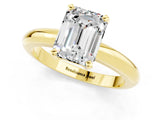 Yellow gold Emerald Cut Moissanite Solitaire Engagement Ring with Round Band and Four-Prong Setting_1