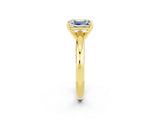 Yellow gold Emerald Cut Moissanite Solitaire Engagement Ring with Round Band and Four-Prong Setting_2