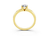 Yellow gold Emerald Cut Moissanite Solitaire Engagement Ring with Round Band and Four-Prong Setting_3