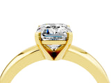 Yellow gold Emerald Cut Moissanite Solitaire Engagement Ring with Round Band and Four-Prong Setting_4