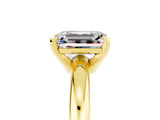 Yellow gold Emerald Cut Moissanite Solitaire Engagement Ring with Round Band and Four-Prong Setting_5