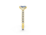 Yellow gold Emerald Cut Moissanite Solitaire Pavé Band with Four-Prong Setting_2