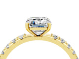 Yellow gold Emerald Cut Moissanite Solitaire Pavé Band with Four-Prong Setting_4