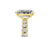 Yellow gold Emerald Cut Moissanite Solitaire Pavé Band with Four-Prong Setting_5