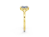 Yellow gold Emerald Cut Moissanite Solitaire Ring with Flower Prong Setting and Classic Band_38