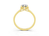 Yellow gold Emerald Cut Moissanite Solitaire Ring with Flower Prong Setting and Classic Band_39