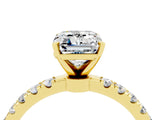 Yellow gold Emerald Cut Moissanite Solitaire Ring with Pavé Accents and Four-Prong Setting_4
