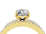 Yellow gold Emerald Cut Moissanite Solitaire Ring with Pavé and Channel Set Band_4