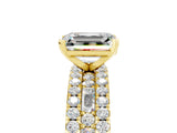 Yellow gold Emerald Cut Moissanite Solitaire Ring with Pavé and Channel Set Band_5