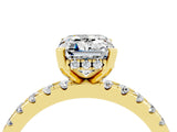 Yellow gold Emerald Cut Moissanite Solitaire Ring with Round  Pavé Band and Four-Prong Setting_40