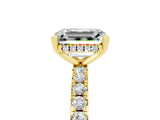 Yellow gold Emerald Cut Moissanite Solitaire Ring with Round  Pavé Band and Four-Prong Setting_41