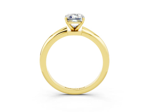 Yellow gold Emerald Cut Moissanite Solitaire Ring with Six-Prong Setting and Classic Band_3