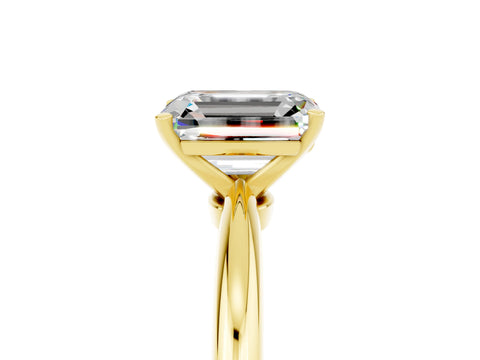 Yellow gold Emerald Cut Moissanite Solitaire Ring with Six-Prong Setting and Classic Band_5