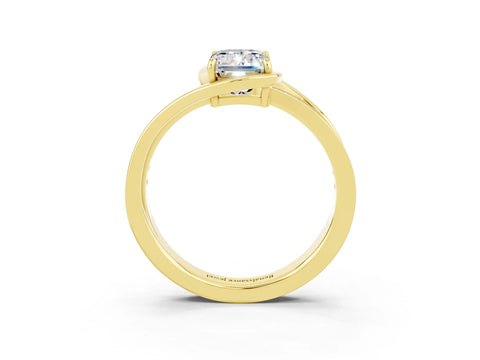 Yellow gold Emerald Cut Moissanite Solitaire Ring with Split Shank and Prong Setting_3