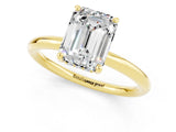 Yellow gold Emerald Cut Moissanite Solitaire Ring with Thin Band and Four-Prong Setting_1