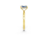 Yellow gold Emerald Cut Moissanite Solitaire Ring with Thin Band and Four-Prong Setting_2