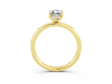 Yellow gold Emerald Cut Moissanite Solitaire Ring with Thin Band and Four-Prong Setting_3
