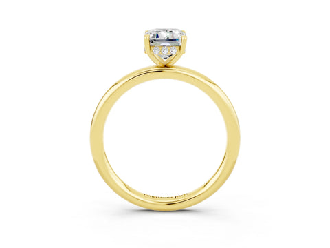 Yellow gold Emerald Cut Moissanite Solitaire Ring with Thin Band and Four-Prong Setting_3