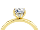 Yellow gold Emerald Cut Moissanite Solitaire Ring with Thin Band and Four-Prong Setting_4