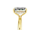 Yellow gold Emerald Cut Moissanite Solitaire Ring with Thin Band and Four-Prong Setting_5