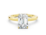 Yellow gold Emerald Cut Moissanite Solitaire Ring with Thin Band and Prong Setting_12