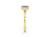 Yellow gold Emerald Cut Moissanite Solitaire Ring with Thin Band and Prong Setting_14