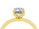 Yellow gold Emerald Cut Moissanite Solitaire Ring with Thin Band and Prong Setting_16