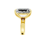 Yellow gold Emerald Cut Moissanite Solitaire Ring with Thin Band and Prong Setting_17