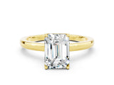Yellow gold Emerald Cut Moissanite Solitaire Ring with Thin Band and Prong Setting_24