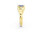 Yellow gold Emerald Cut Moissanite Solitaire Ring with Wide Band and Prong Setting_2