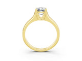 Yellow gold Emerald Cut Moissanite Solitaire Ring with Wide Band and Prong Setting_3