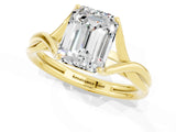 Yellow gold Emerald Cut Moissanite Solitaire Twist Band Prong Setting Ring_37