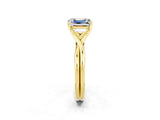 Yellow gold Emerald Cut Moissanite Solitaire Twist Band Prong Setting Ring_38