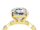 Yellow gold Emerald Cut Moissanite Solitaire Twisted Band with Round  Accents and Prong Setting_16