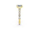 Yellow gold Emerald Cut Moissanite Solitaire with Side Stones, Pave Band, Four-Prong Setting_50