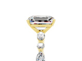 Yellow gold Emerald Cut Moissanite Solitaire with Side Stones on a Pavé Band and Four-Prong Setting_5