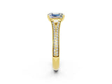 Yellow gold Emerald Cut Moissanite Split Shank Engagement Ring with Pavé Band_2