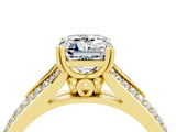 Yellow gold Emerald Cut Moissanite Split Shank Engagement Ring with Pavé Band_4