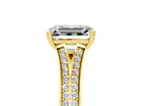 Yellow gold Emerald Cut Moissanite Split Shank Engagement Ring with Pavé Band_5