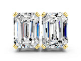 Yellow gold Emerald Cut Moissanite Stud Earrings_12