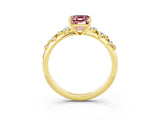 Yellow gold Emerald Cut Morganite Cluster Side Stone Solitaire Ring with Prong Setting_27