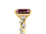 Yellow gold Emerald Cut Morganite Cluster Side Stone Solitaire Ring with Prong Setting_29