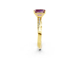 Yellow gold Emerald Cut Morganite Engagement Ring with Side Stone Accents and Four-Prong Setting_29