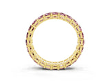 Yellow gold Emerald Cut Morganite Eternity Band with Shared Prong Setting_9