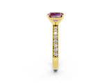 Yellow gold Emerald Cut Morganite Milgrain Pavé Engagement Ring with Four-Prong Setting_14