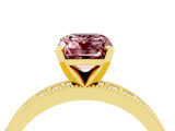 Yellow gold Emerald Cut Morganite Milgrain Pavé Engagement Ring with Four-Prong Setting_16
