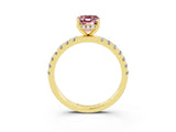 Yellow gold Emerald Cut Morganite Pave Band Solitaire Ring with Four-Prong Setting_27